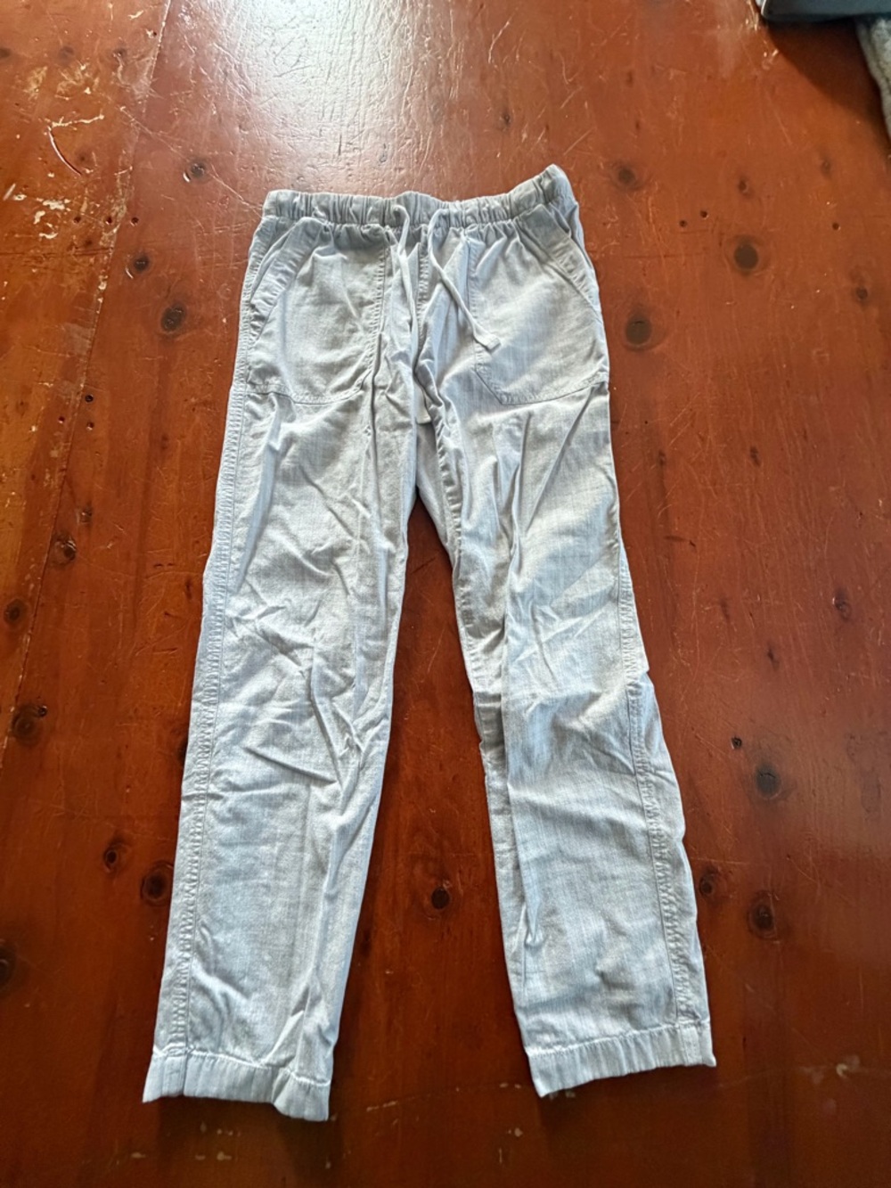 LOFT Light Gray Cropped Drawstring Pants